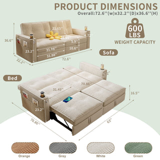 2 In 1 Convertible Sofa Bed For Living Rooms