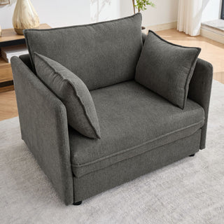 Oversized Deep Seat Accent Chair With Matching Storage Ottoman & Throw Pillows