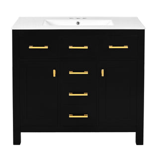 Bathroom Vanity With Sink, Cabinet With 4 Drawers & 2 Soft Close Doors, Rectangular Storage Unit For Bathroom