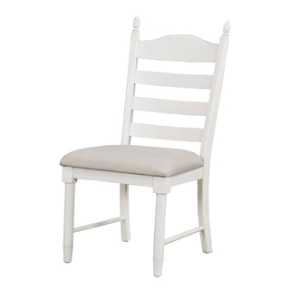 Trexm 5-Piece Retro Functional Dining Table Set Wood Round Extendable Dining Table And 4 Upholstered Dining Chairs (Off White)