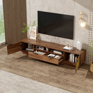 TV Stand With 2 Drawers And Open Shelving - Walnut