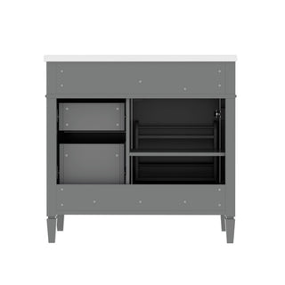 Bathroom Vanity With Top Sink, 2 Drawers, Tip Out Drawer