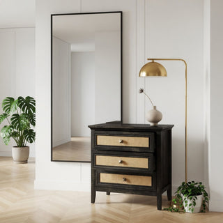 Nightstand With 3 Drawers, Tall End Table - Brown