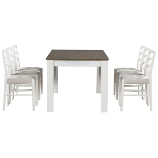 7 Piece Dining Set With Extendable Table, 2 Drawers & 6 Upholstered Chairs