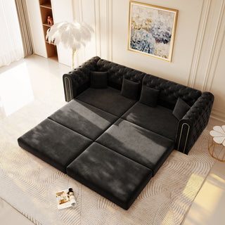 3-In-1 Convertible Sleeper Sofa With Movable Ottoman For Living Room