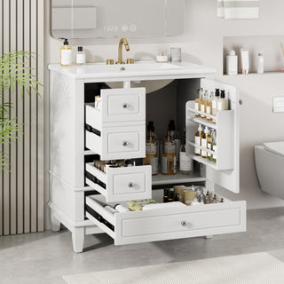 Freestanding Bathroom Vanity With Sink, Soft Close Door, 3 Drawers