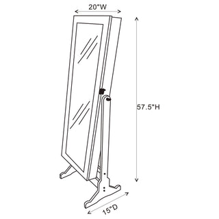 Rosalba - Jewelry Cheval Mirror With Tilting Full Length Mirror And Hidden Storage - Light Gray