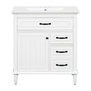 Bathroom Vanity With Sink Top, Flip Drawers, Adjustable Shelf