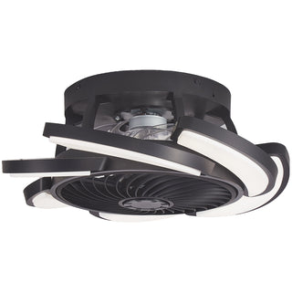 Bladeless Ceiling Fan With Remote Control, 6 Speeds Dimmable Light, Enclosed Low Profile For Living Room - Black