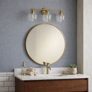 Luster - 3 Lights Vanity With Clear For Bathrooms Above Mirror Wall Lamp Satin - Clear / Gold