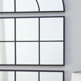 Large Arched Wall Mirror With 3 Separate Sections - Black