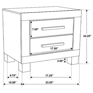 2 Drawer Nightstand - Brown Wood