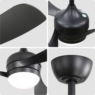 Ceiling Fan With 3 Blades, Remote Control, Reversible DC Motor, Noiseless Operation, 3 Downrods