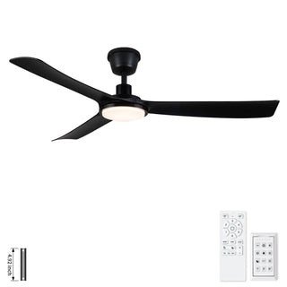 All Weather Outdoor Waterproof Ceiling Fan With Light And Quiet Motor For Patio Porch - Black
