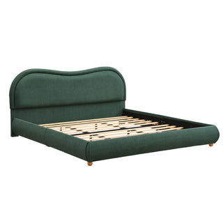 Upholstered Platform Bed Frame With Curved Headboard