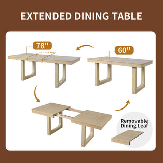 Extendable Dining Set, Farmhouse Extendable Table With Upholstered Chairs