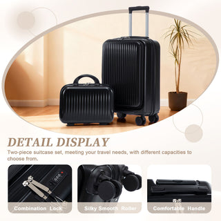 Luggage Set With Cosmetic Case, Combination Lock, Front Opening Design