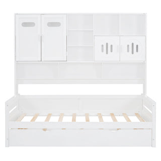 Daybed With All-In-One Cabinet And Shelf