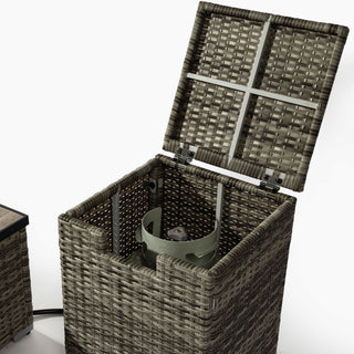 32" Propane Gas Fire Pit Table With Propane Tank Cover, 50000 Btu Rectangular Steel Fire Pit With Beautiful Wicker Base
