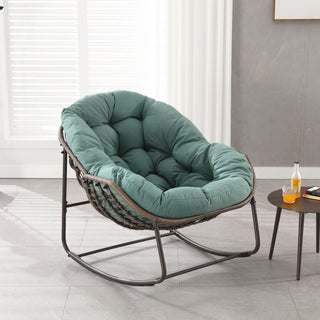 Indoor / Outdoor Oversized Wicker Egg Rocker Chair - Light Green