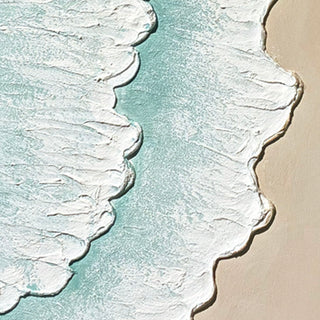 Framed Ocean Wave Wall Art, Textured Canvas Painting, Beach Decor For Living Room (Set of 2) - Aqua Blue