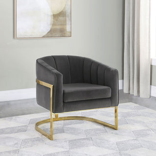 Tufted Barrel Accent Chair Upholstered Lounge Chair - Gray