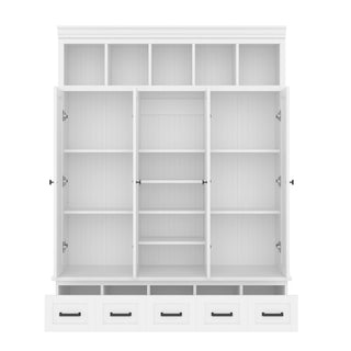 Hall Tree With Bench And 5 Storage Cubbies