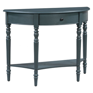 Half Moon Console Table With Drawer & Shelf
