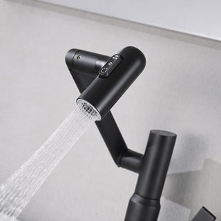 Bathroom Sink Faucet With Spray Function And Temperature Display, Anti Skid Switch, 360 Degree Rotary