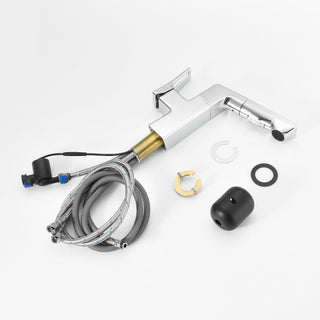Modern Smart LED Bathroom Faucet With Temperature Digital Display And Pull Down Sprayer