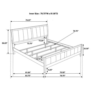Eastern King Panel Bed With Upholstered Headboard And Footboard - Cappuccino