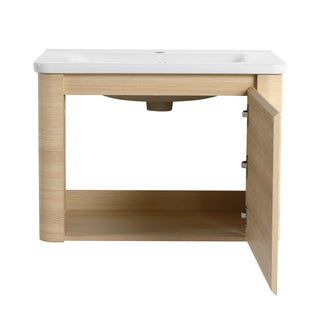 Wall Mounted Bathroom Vanity & Sink, Storage Shelves & Soft Close Door