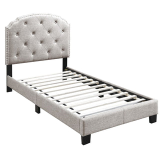 Button Tufted Bed With Nailhead Trim