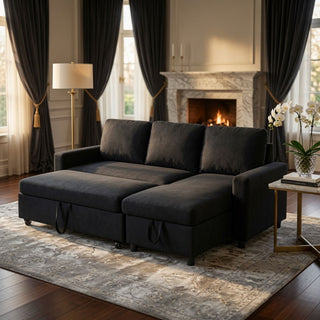 L - Shaped Convertible Sofa Bed With Storage Chaise