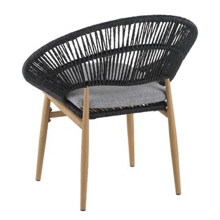 Cyril - Outdoor Patio 7 Piece Dining Set With Wicker Chairs And Table - Dark Gray / Teak