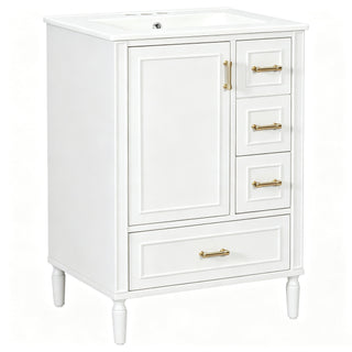Modern Bathroom Vanity With Sink, Soft Close Doors, 3 Drawers