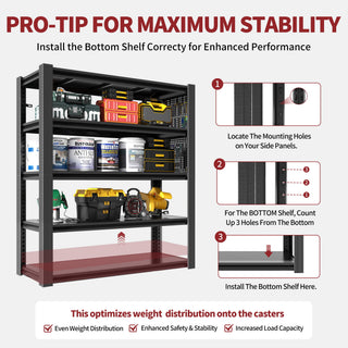 Industrial 5-Tier Adjustable Shelving Unit With Pegboard Heavy-Duty Storage