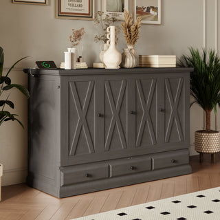 Murphy Bed Chest Cube Cabinet With Charging Station And Large Storage Drawer