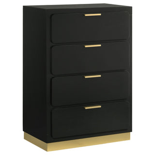 5 Piece California King Bedroom Set With Upholstered Headboard - Black