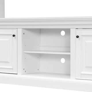 TV Stand With Hutch, Large Entertainment Center With Adjustable Shelves