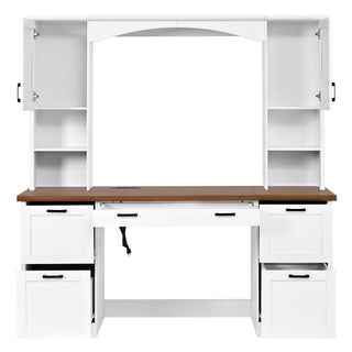 Farmhouse Computer Desk With Hutch