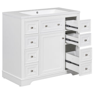 Modern Bathroom Vanity With Sink Combo, 6 Drawers And 1 Cabinet