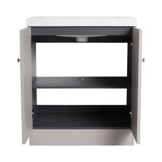 Contemporary Freestanding Bathroom Vanity With Resin Sink & Soft-Close Cabinet Doors