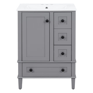 Bathroom Vanity With Integrated Basin, Soft Close Drawers, Door Mounted Double Layer Shelf