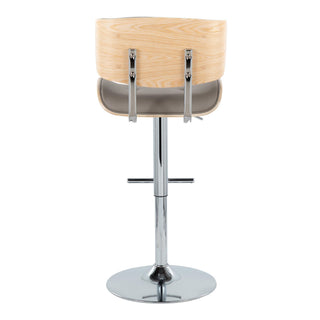 Lombardi - Contemporary Adjustable Barstool With Swivel With Straight T Footrest (Set of 2)