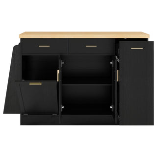 Kitchen Sideboard With Sliding Door Cabinet, 3 Tier Spice Rack