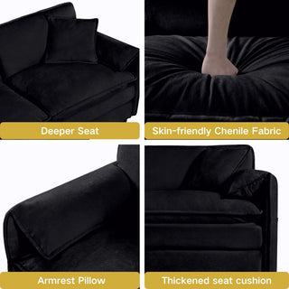 Modern Oversized Deep Seat Luxury 2 Piece Sofa Set With 4 Pillows
