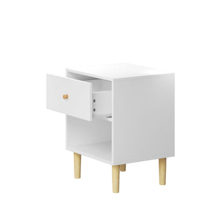 Nightstand With 1 Drawer And 1 Shelf - White