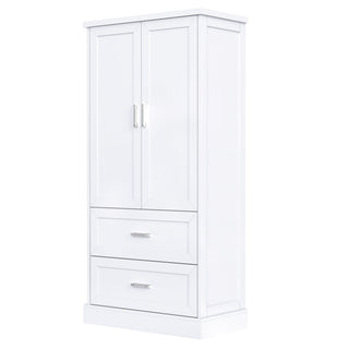 Tall Bathroom Storage Cabinet With 2 Doors And Drawers, Adjustable Shelf