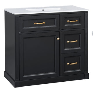 Modern Bathroom Vanity With Sink, 4 Drawers, Soft-Close Door, Adjustable Shelf